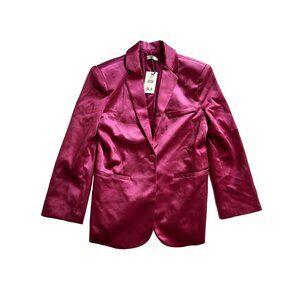 Chic Satin Blazer in Rich Pink